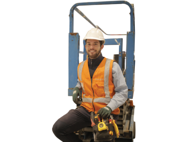 man on forklift - deepetched