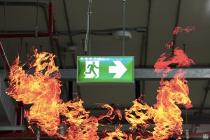 emergency fire exit with fire