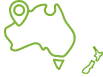 Green outline of Australia and New Zealand